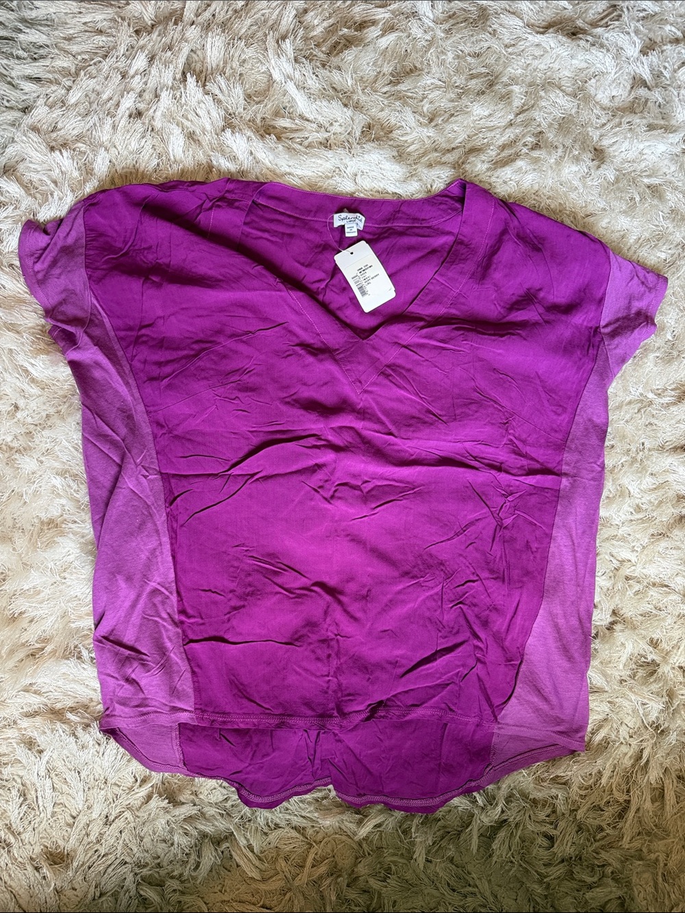 Splendid V-Neck Short Sleeve Top - Purple